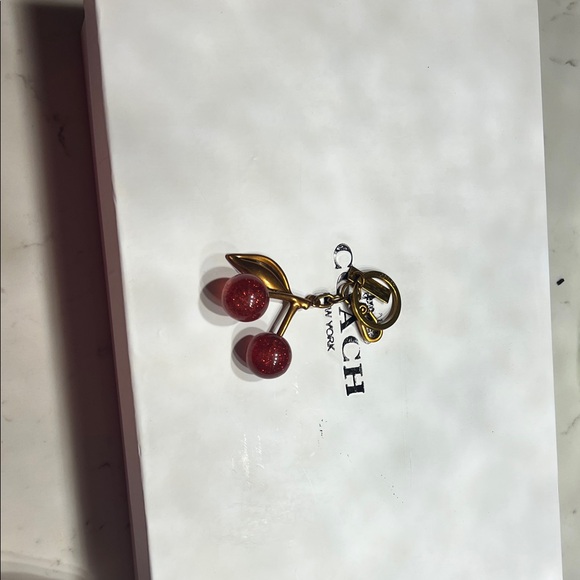 Coach Black Quilted Heart Mini Bag Set with Cherry Charm - Picture 6 of 8